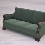 1950s, 3-seater sofa, green furniture blend wool, beech wood.