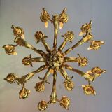 Carved and Gilded Wood Chandelier, 18 Arms of Light, Italy Circa 1880
