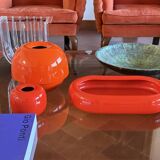 Space age orange ceramic vase, Sicart Italy ca. 1970
