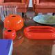 Space age orange ceramic vase, Sicart Italy ca. 1970