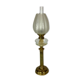 Kerosene lamp of brass with glass shade from around the 1860s