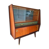 Vitrine en teck et verre des années 1950 avec détails en laiton