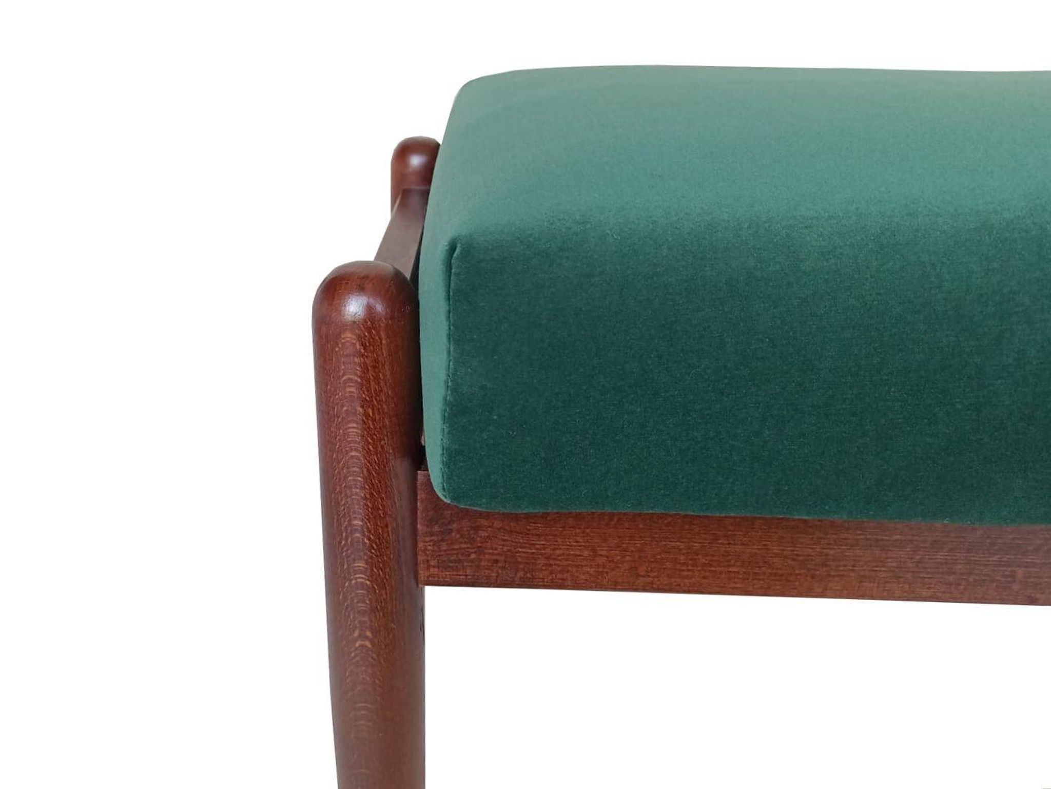Pair of vintage green velvet stools, mid-century, Edmund Homa, 1960s