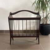 Vintage magazine rack in wood and metal
