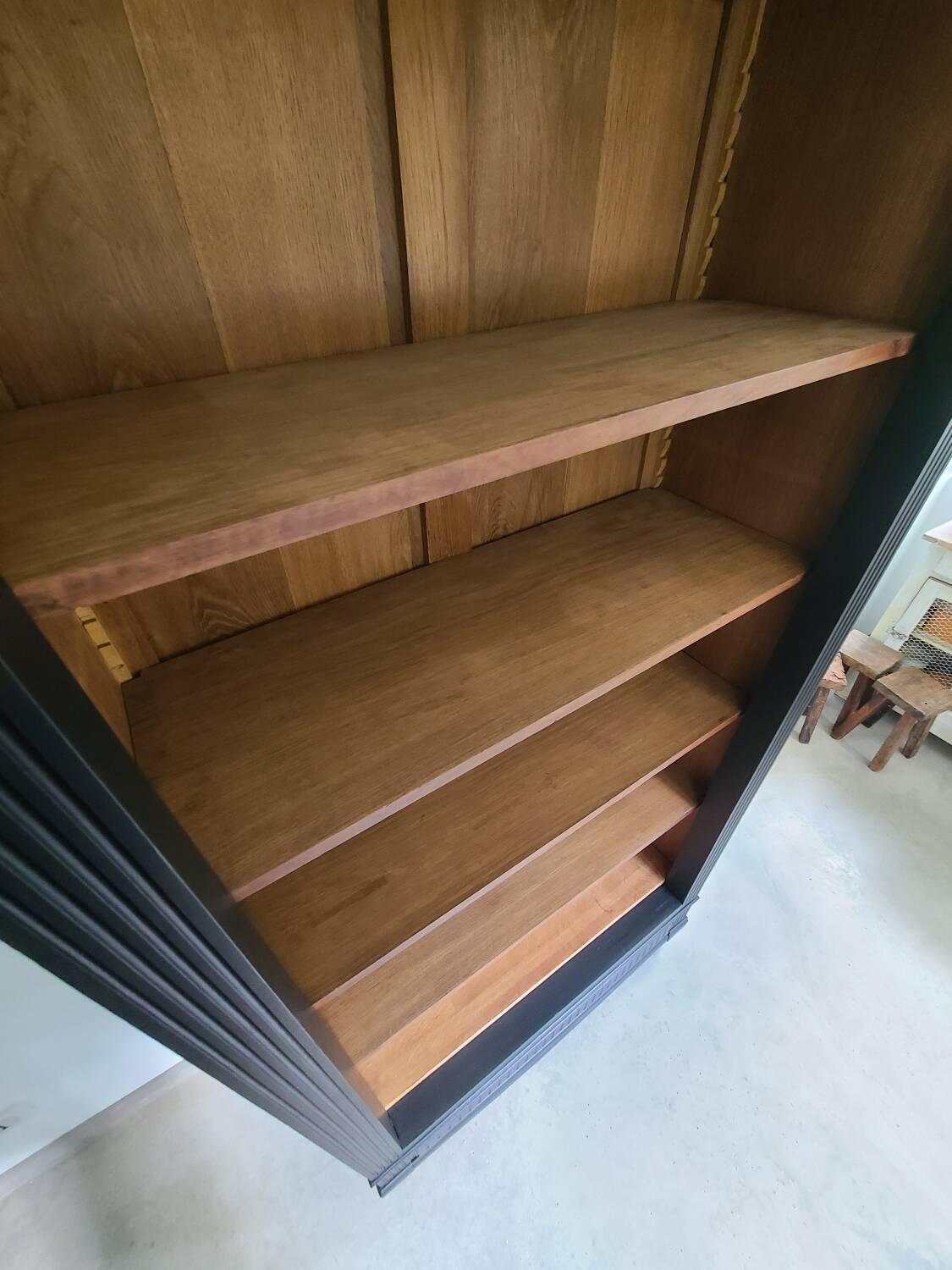 Old black oak bookcase drawer storage unit dresser shelf cabinet of curiosities