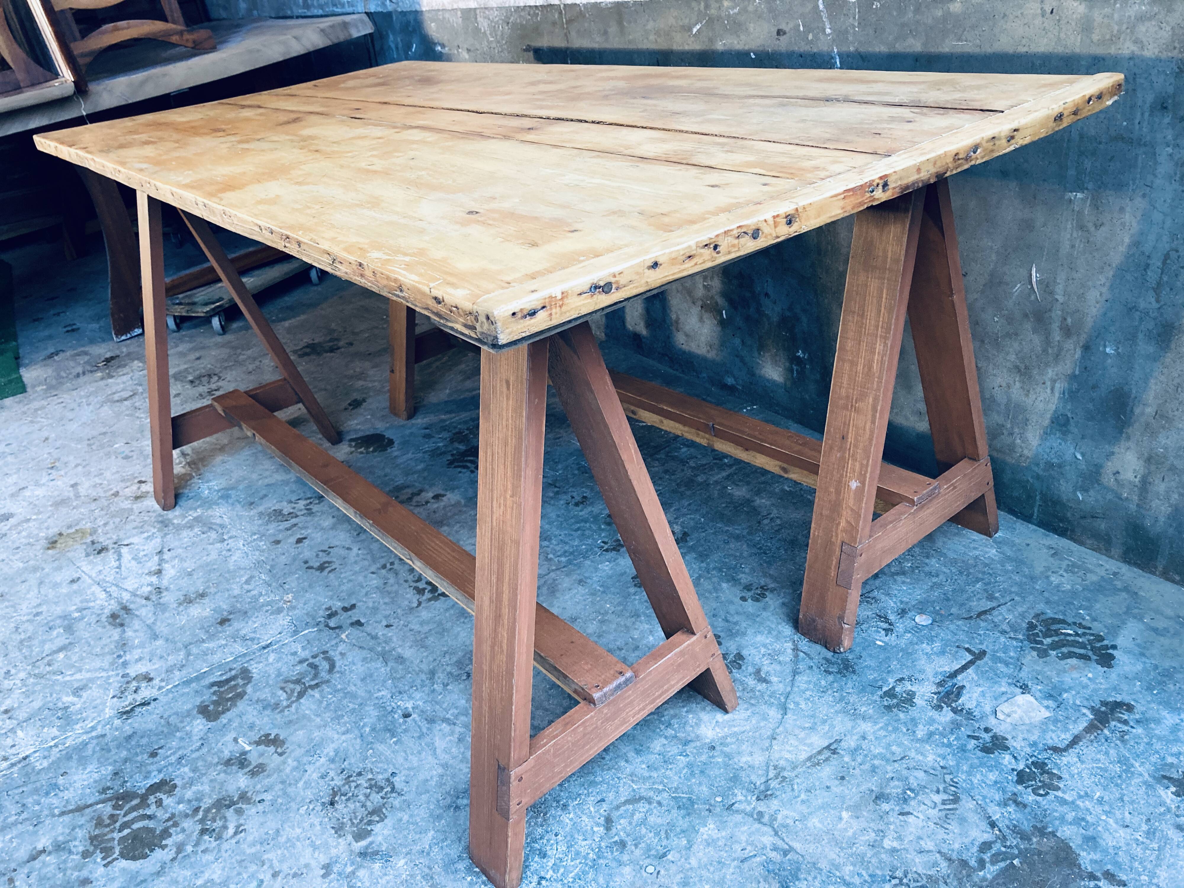 Farm table on trestles