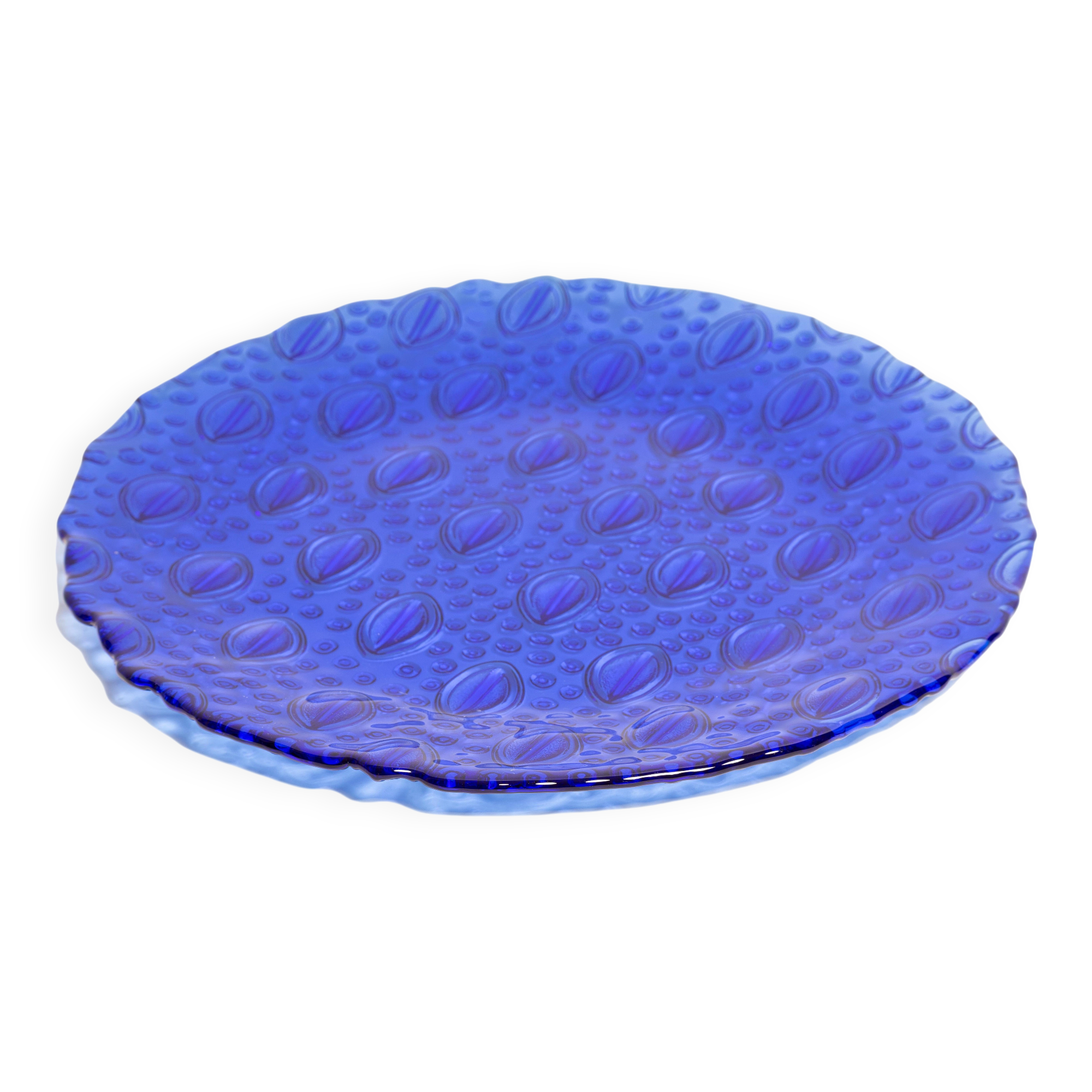Vintage dark blue decorative plate in glass, Italy, 1960s.