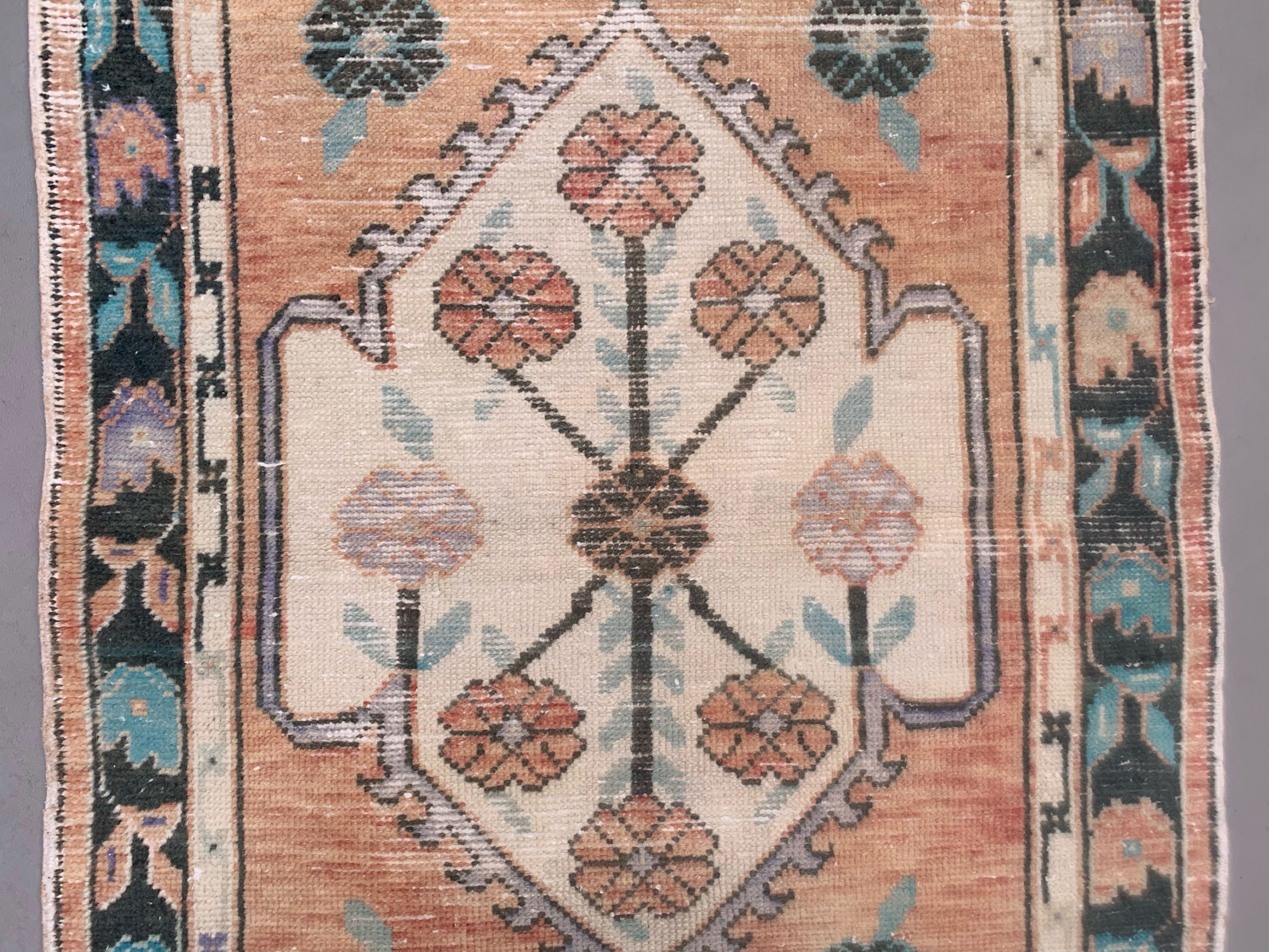 Turkish oushak rug 164x77 cm vintage carpet