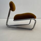 Little tubular lounge chair in rusty amber velvet