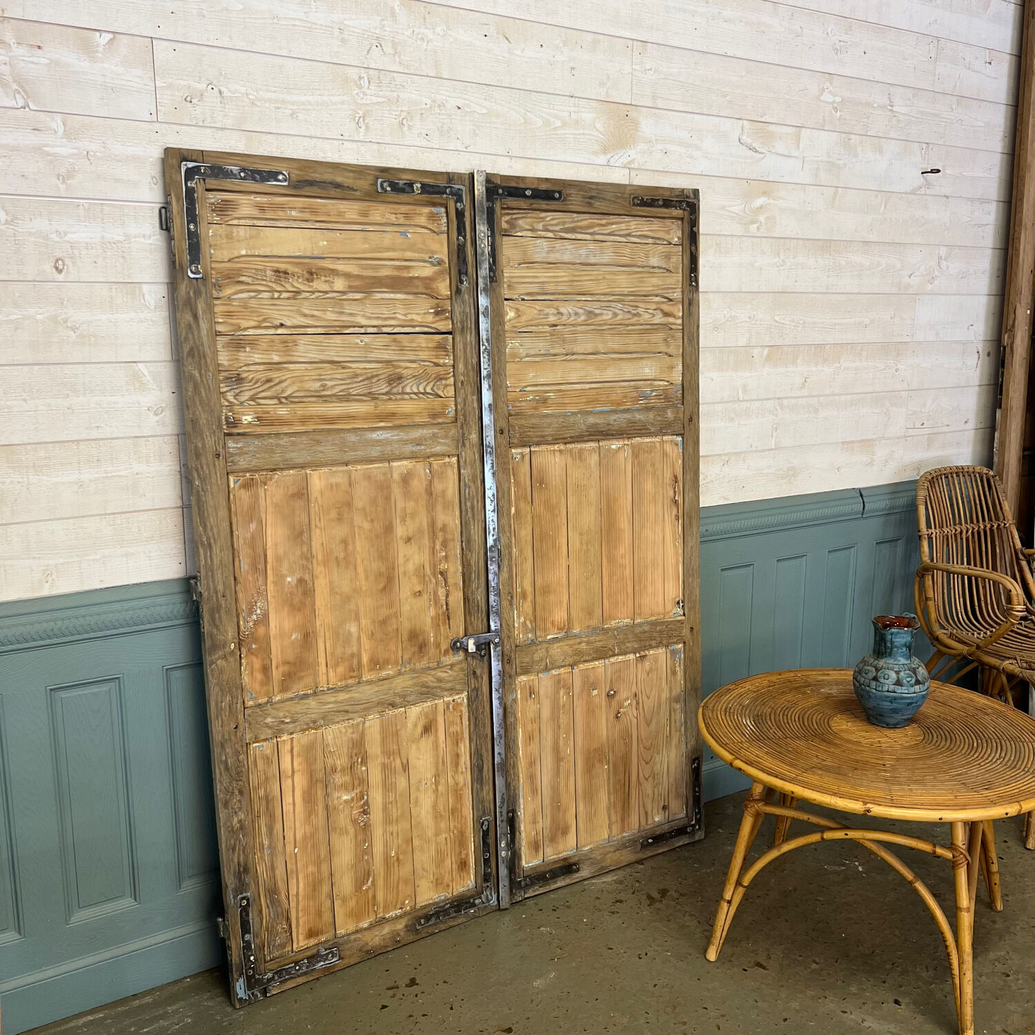 Weathered pine shutters