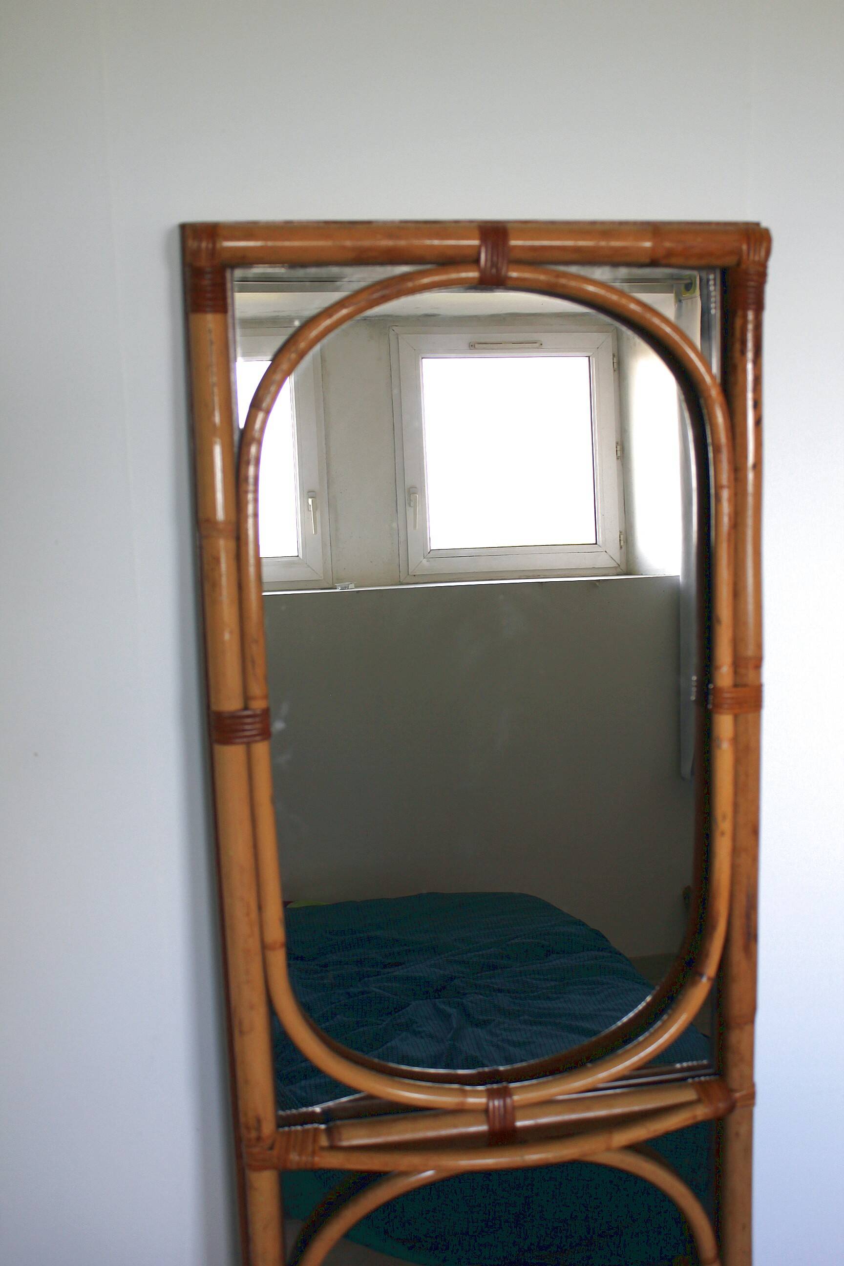 Pair of large vintage rattan mirrors from the 70s