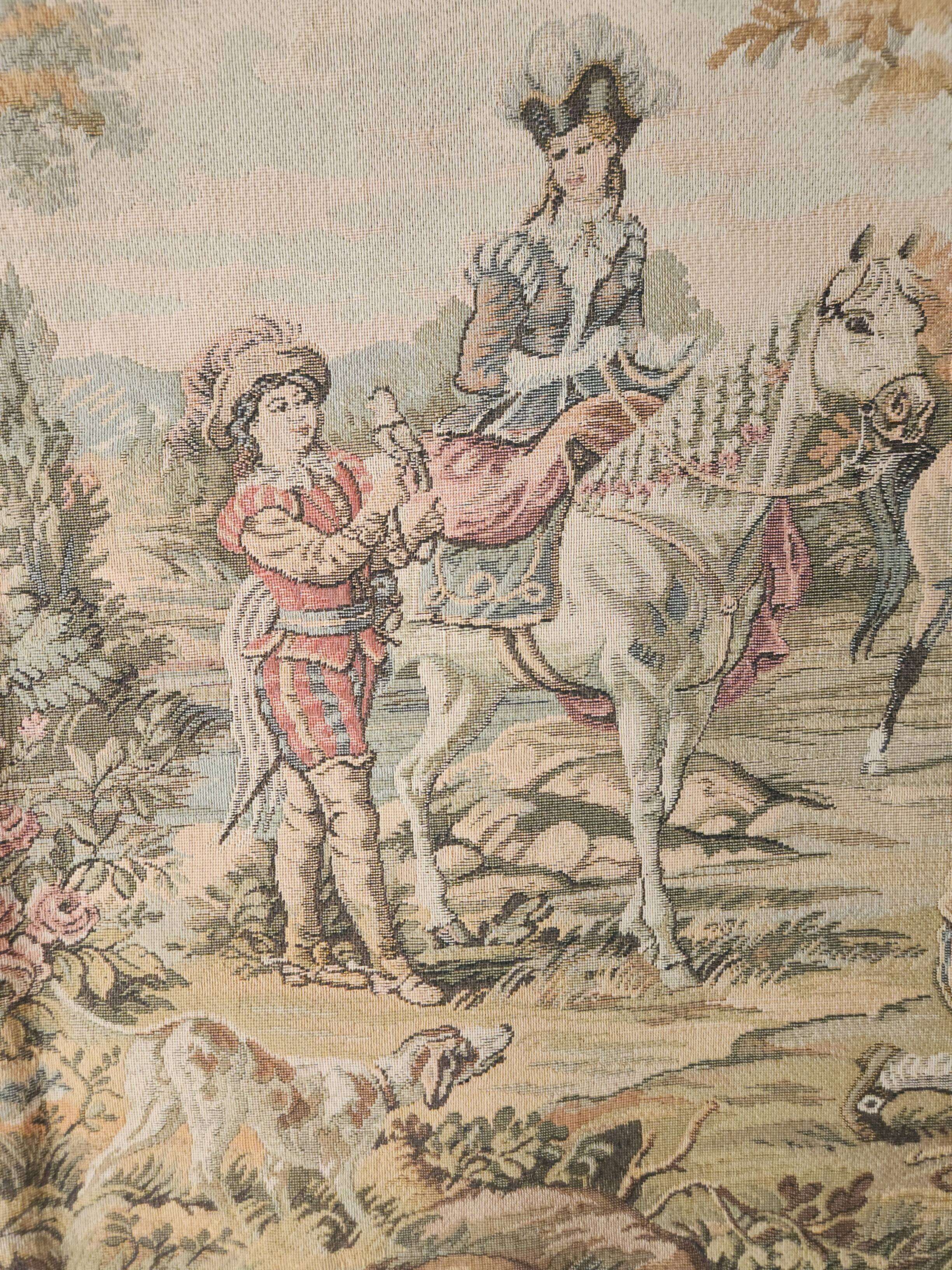 Tapestry Gobelin Hunting Landscape Rococo Jacquard Aubusson Style