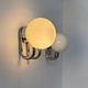 Pair of vintage wall lights, chrome metal and opaline, France, 1960.