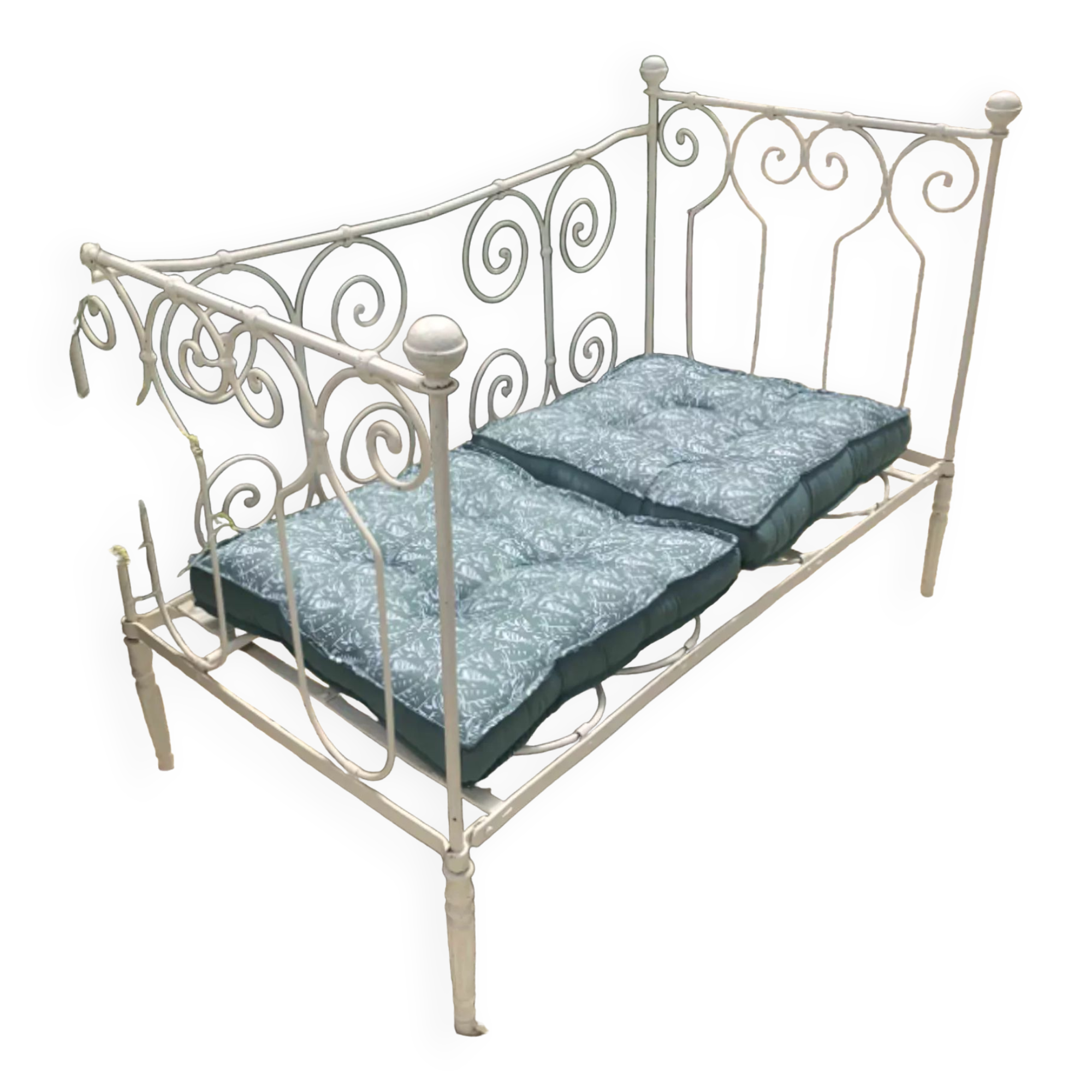 White wrought iron bed