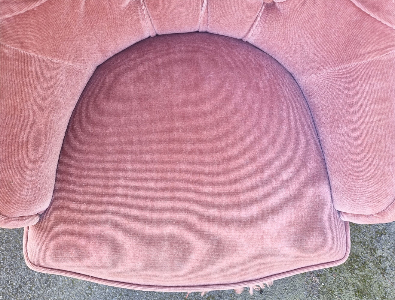 Old pink toad armchair, vintage, 40s / 50s
