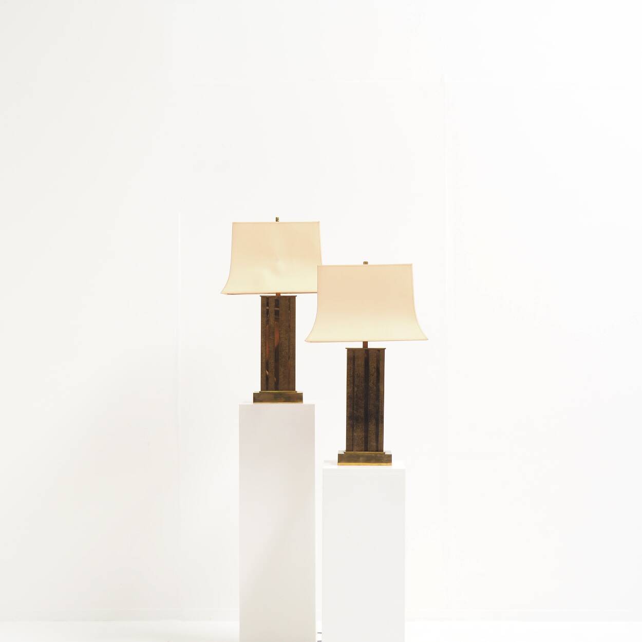 Pair of Large Brass Table Lamps by Willy Daro, Belgium, 1970s