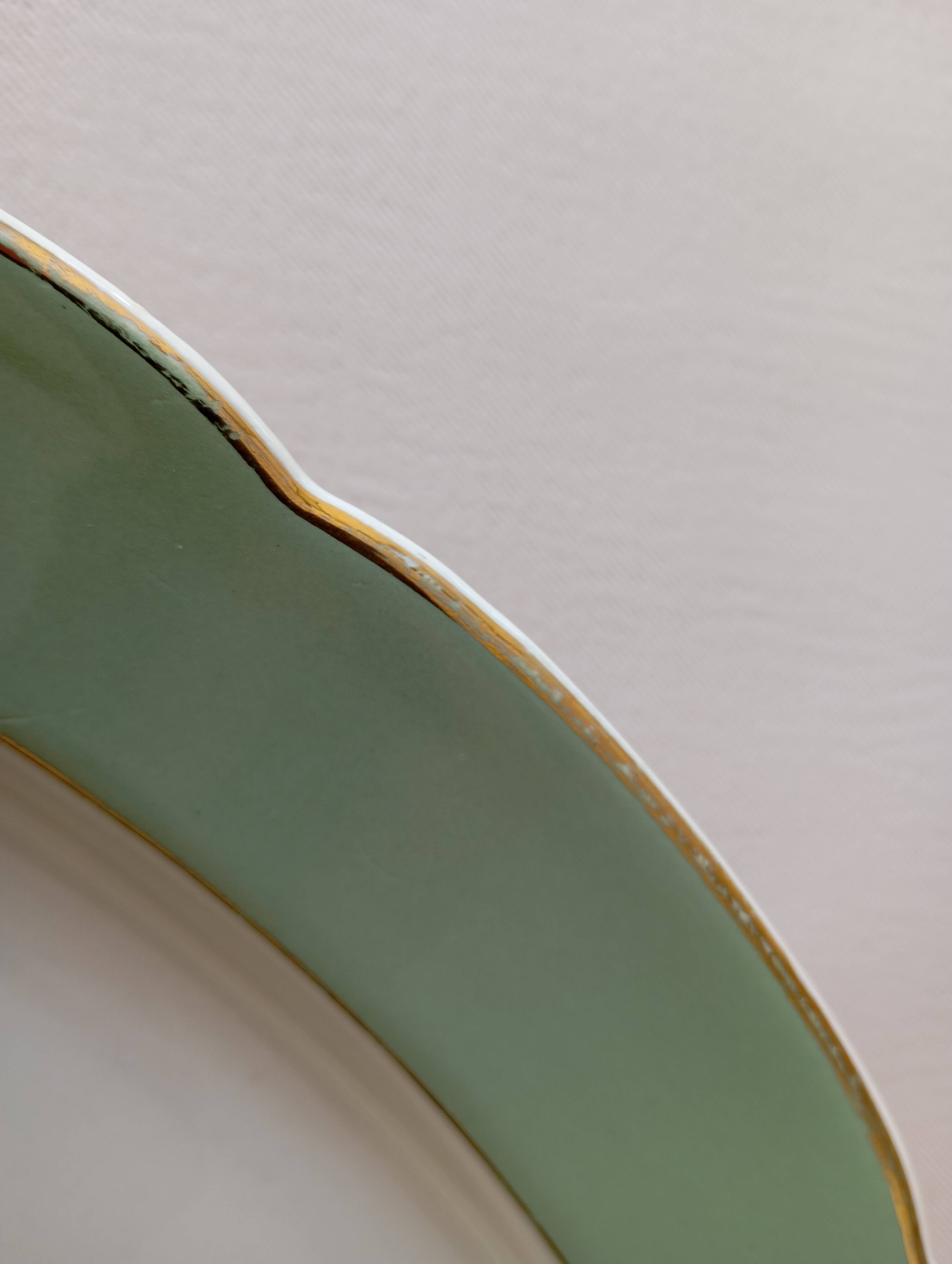Villeroy & Boch Mettlach celadon and gold oval dish