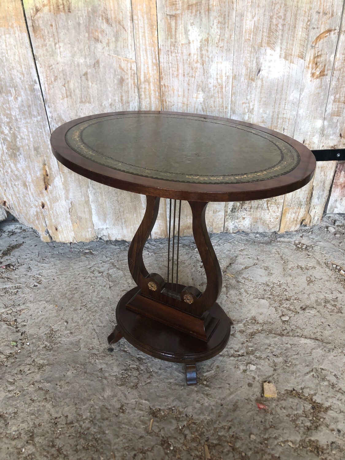 Fifth wheel side table violin wood vintage waffle tray