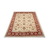 Traditional Afghan Ziegler Rug Handwoven Cream Wool Carpet- 165x195cm