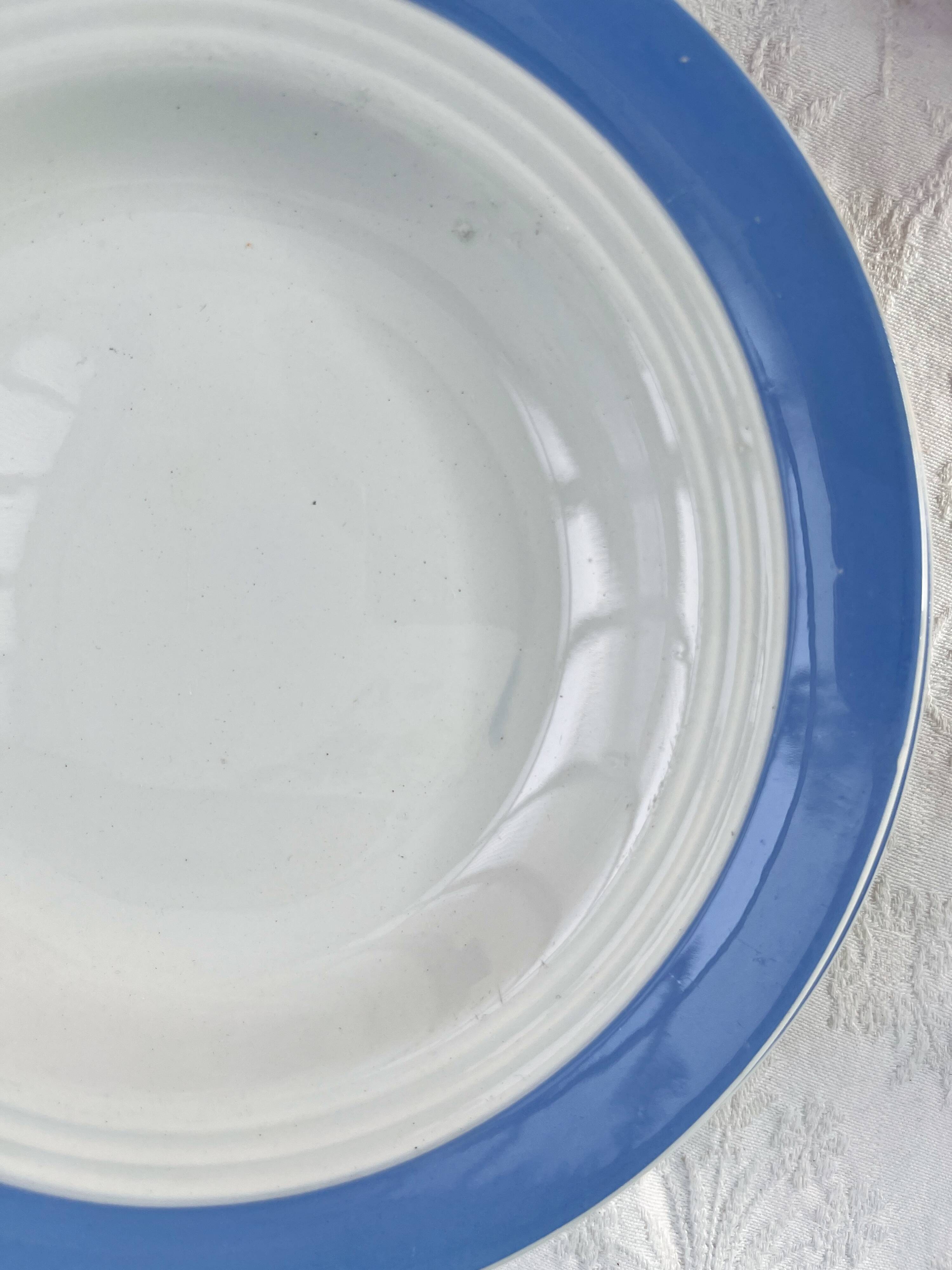 6 pastel blue soup plates in céranord st amand earthenware - languedoc model - lot 1