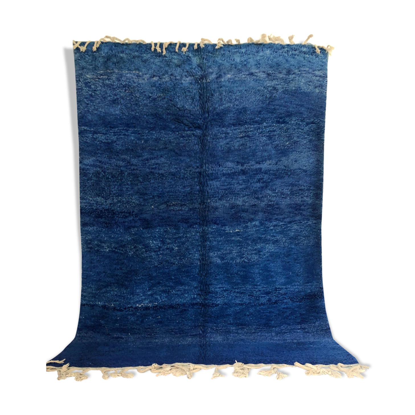 Moroccan Berber carpet Beni Ouarain plain blue mottled 3,19x2.24m