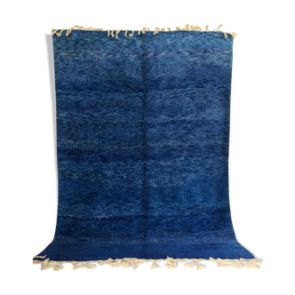 Moroccan Berber carpet Beni Ouarain plain blue mottled 3,19x2.24m