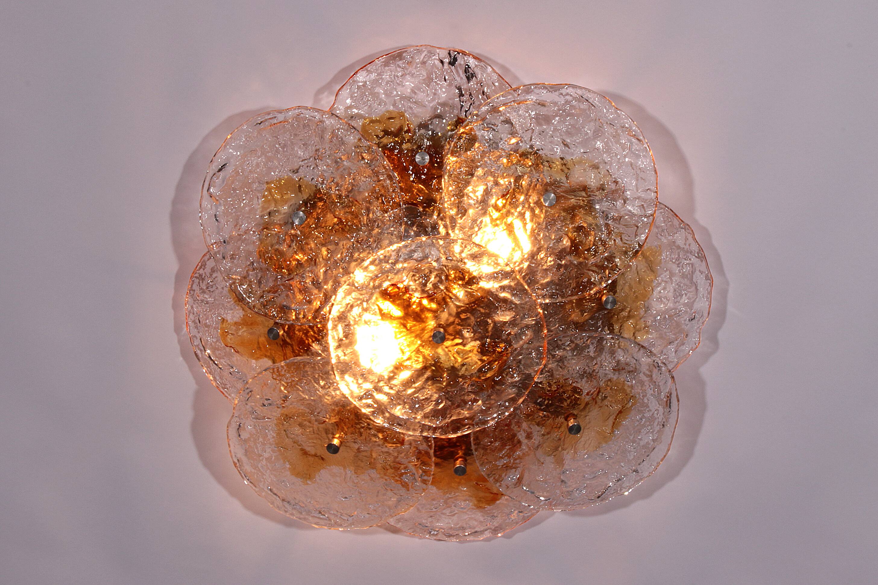 Large Flush Mount Murano Glass , Italy, 1970s