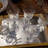 6 chiseled glass foot glasses