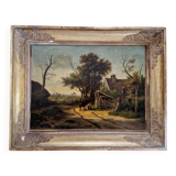 L. Emmanuel Postelle (active between 1831 and 1848) - Oil on canvas - Farm landscape - Signed