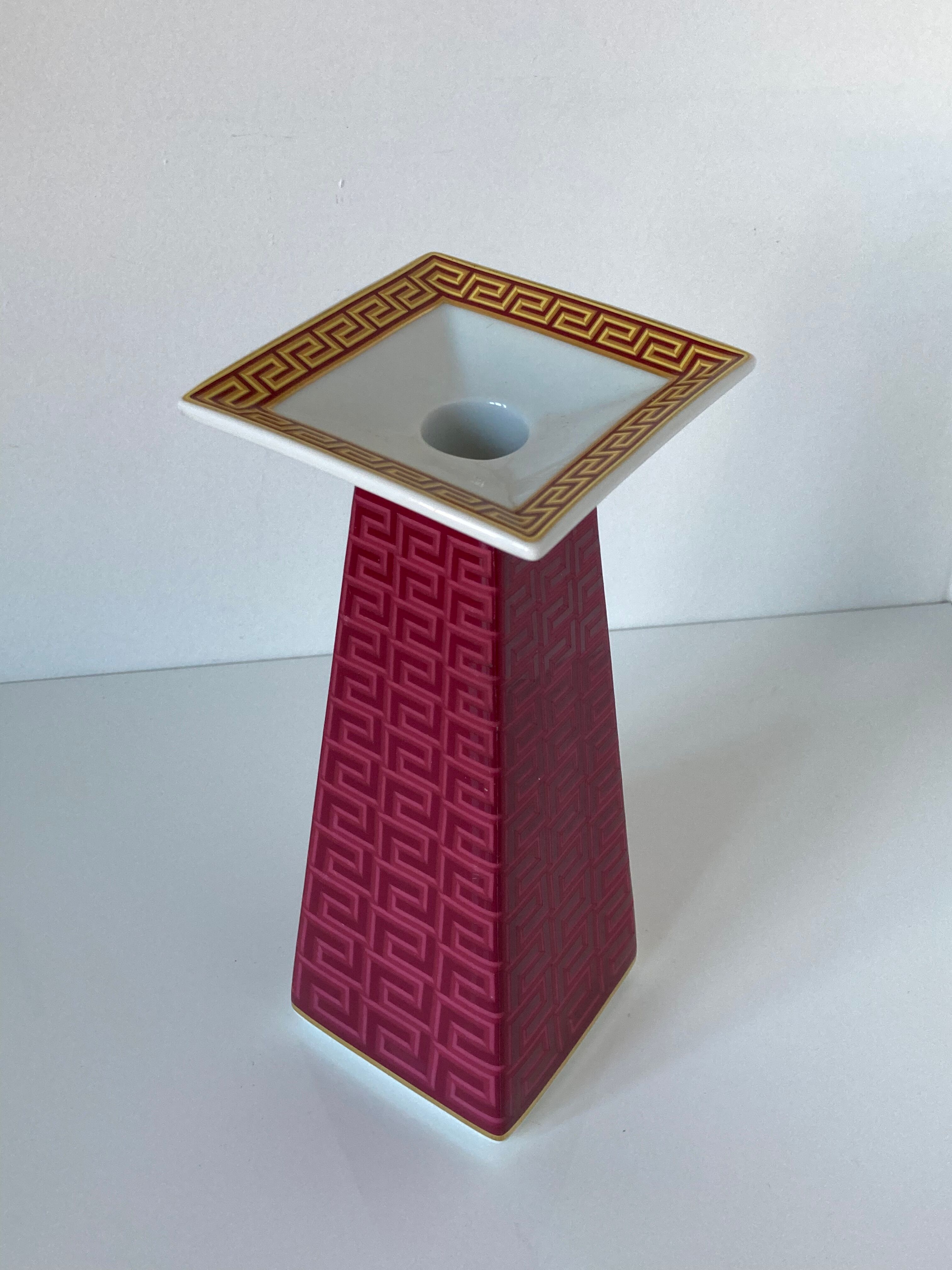 Meandre Versace candle holder for Rosenthal in glazed and gilded porcelain