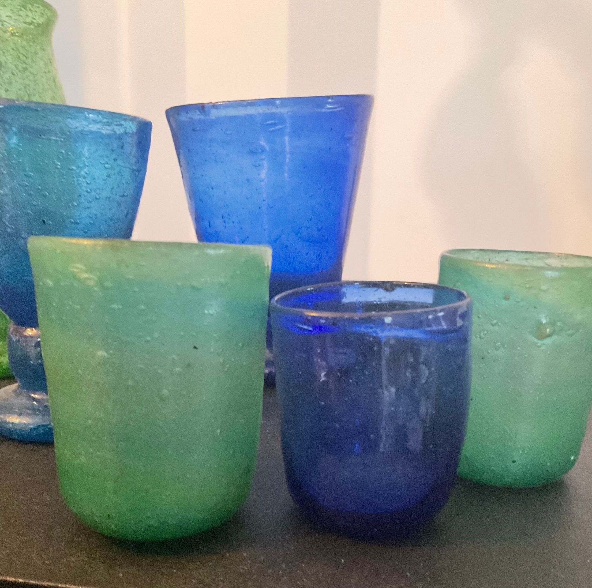 Series of vintage jar vases in bubbled glass paste from the 50s-60s