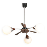 Mid-Century Modern Italian Chrome and Opaline Chandelier