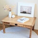 Antique solid wood coffee table with drawer.