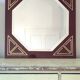 Vintage lacquered mirror with gold inlay