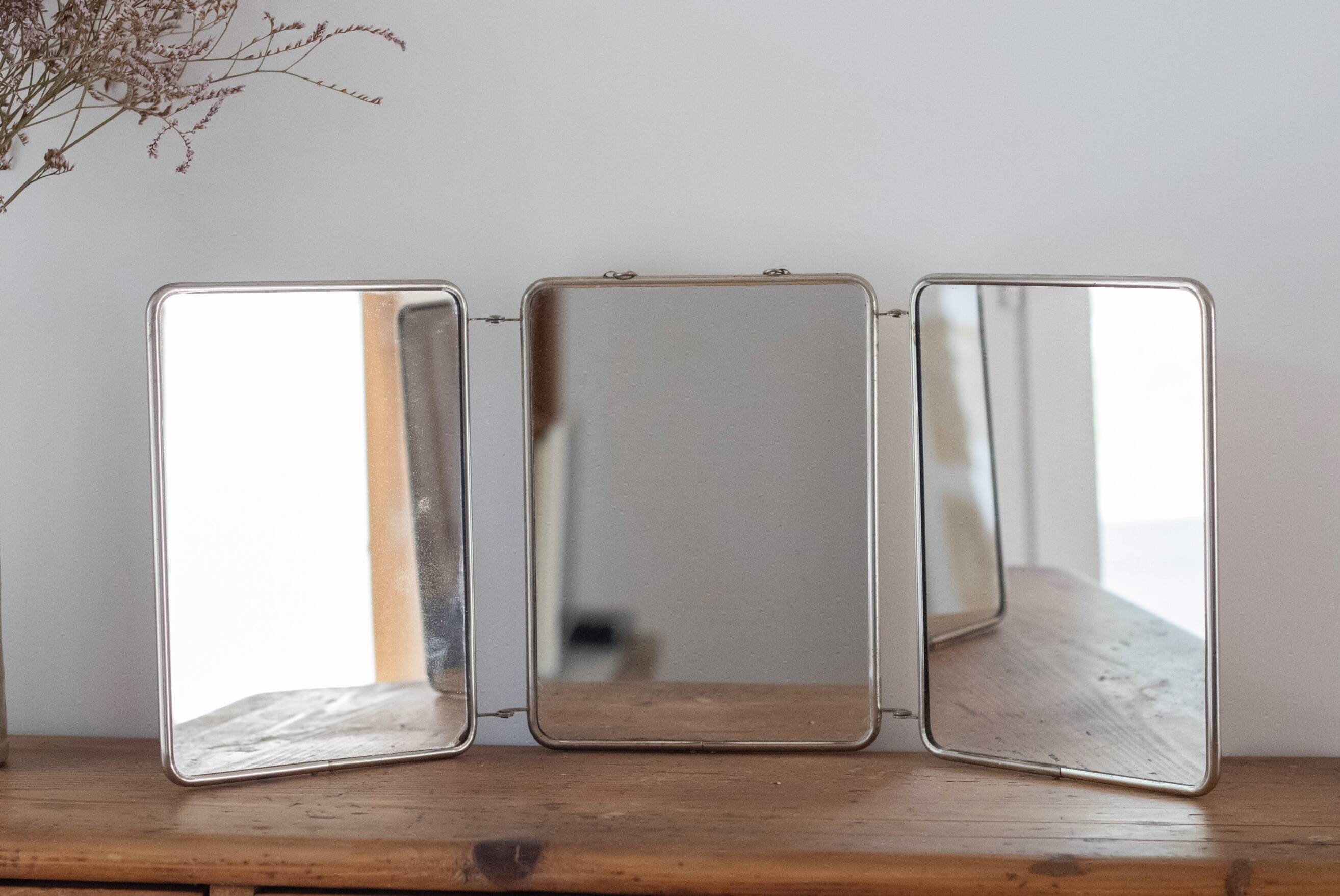 Vintage triptych barber mirror