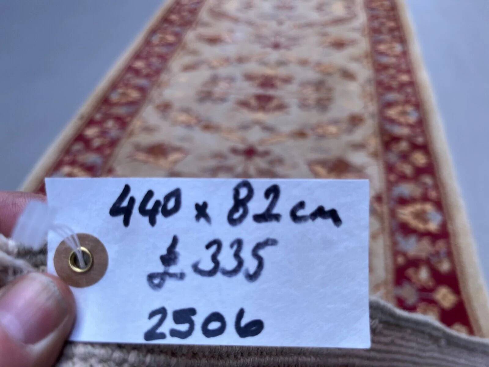 Very long tribal runner 440x82 cm tribal rug, beige, blue, vintage 2506
