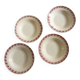 Lot  de 4 assiettes creuses vintages à décor bordeaux