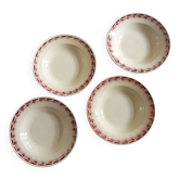 Lot  de 4 assiettes creuses vintages à décor bordeaux