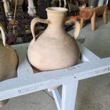 Antique painted wooden jar holder with 4 earthenware jars