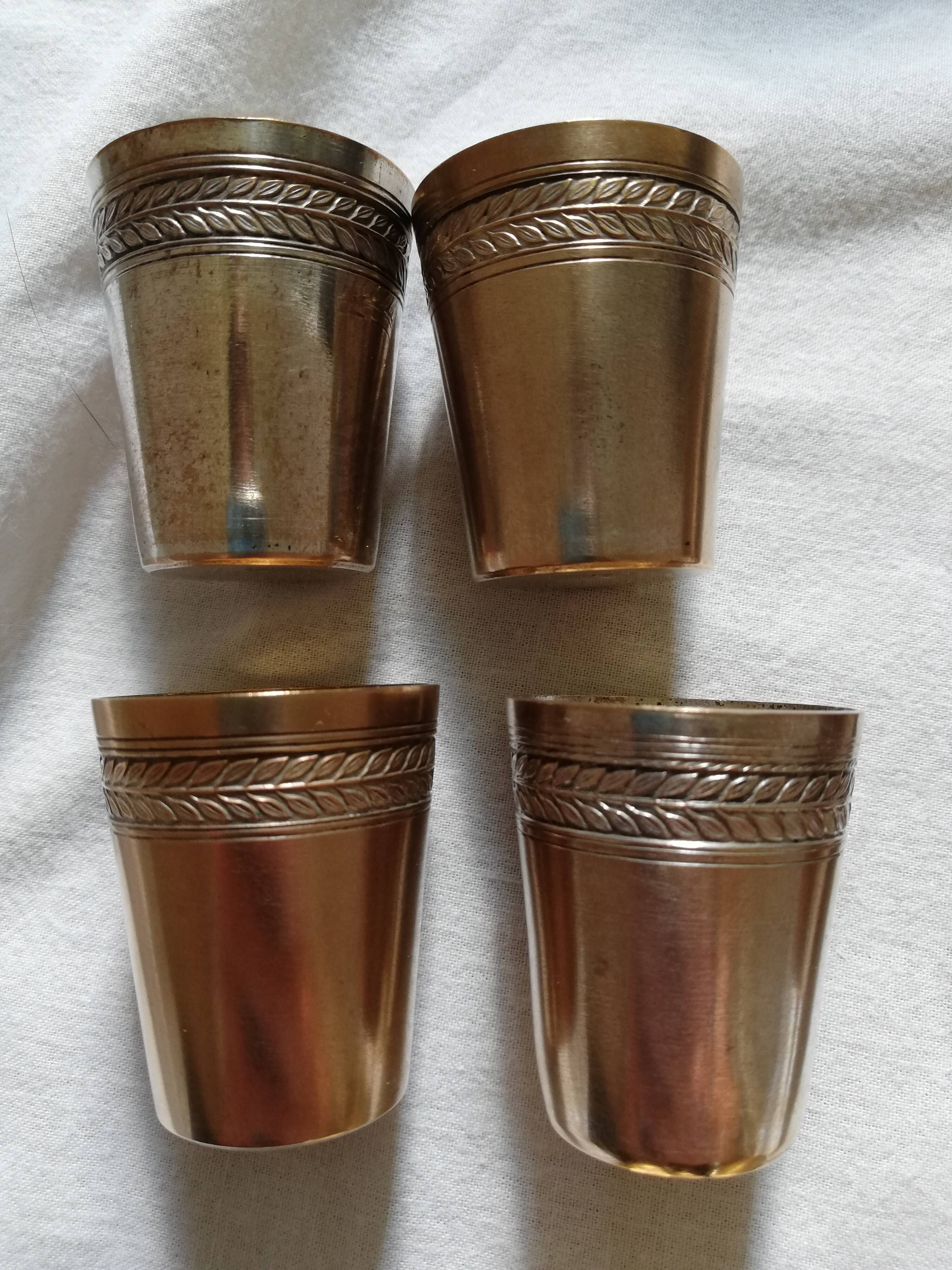 10 silver metal cups