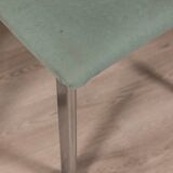 Lot de 4 chaises vintage 70's en metal et tissu turquoise design italien