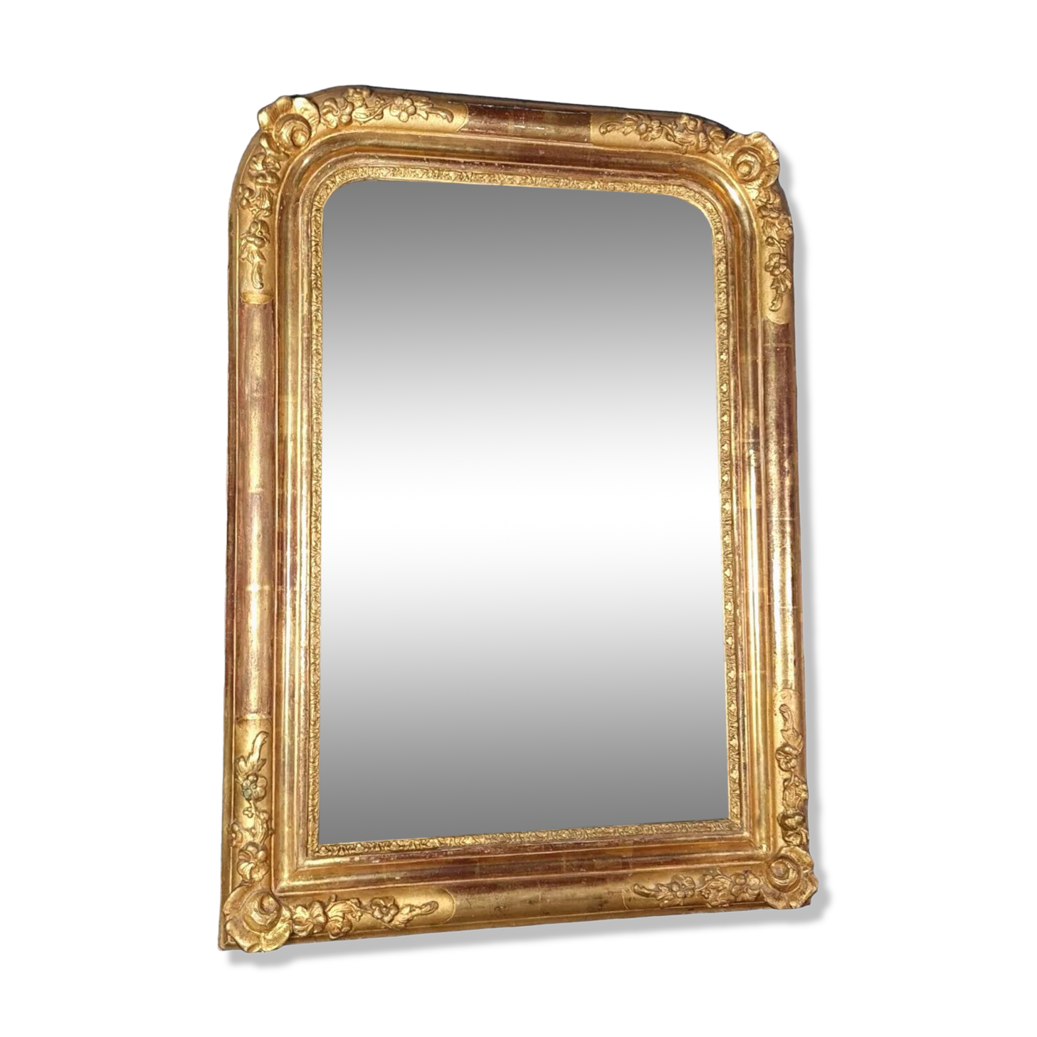 Mirror nineteenth century frame with doucine wood and stucco gilding gold leaf 75x56 cm SB