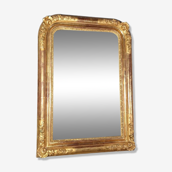Mirror nineteenth century frame with doucine wood and stucco gilding gold leaf 75x56 cm SB