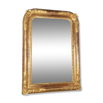 Mirror nineteenth century frame with doucine wood and stucco gilding gold leaf 75x56 cm SB