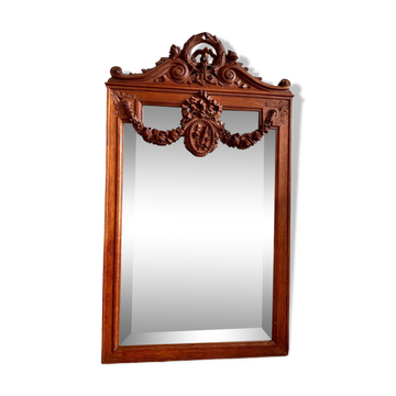 Miroir ancien en bois sculpté 82x48