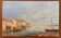 Small old painting - Fishing port by the pond