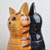 Cat cookie jar, ceramic cookie jar three vintage cats