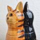 Cat cookie jar, ceramic cookie jar three vintage cats