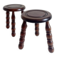Paire de tabourets tripodes en bois attribués à Charles Dudouyt, 1950
