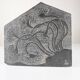 Slate Bas-Relief with Floral Motifs, Signed, 1970s